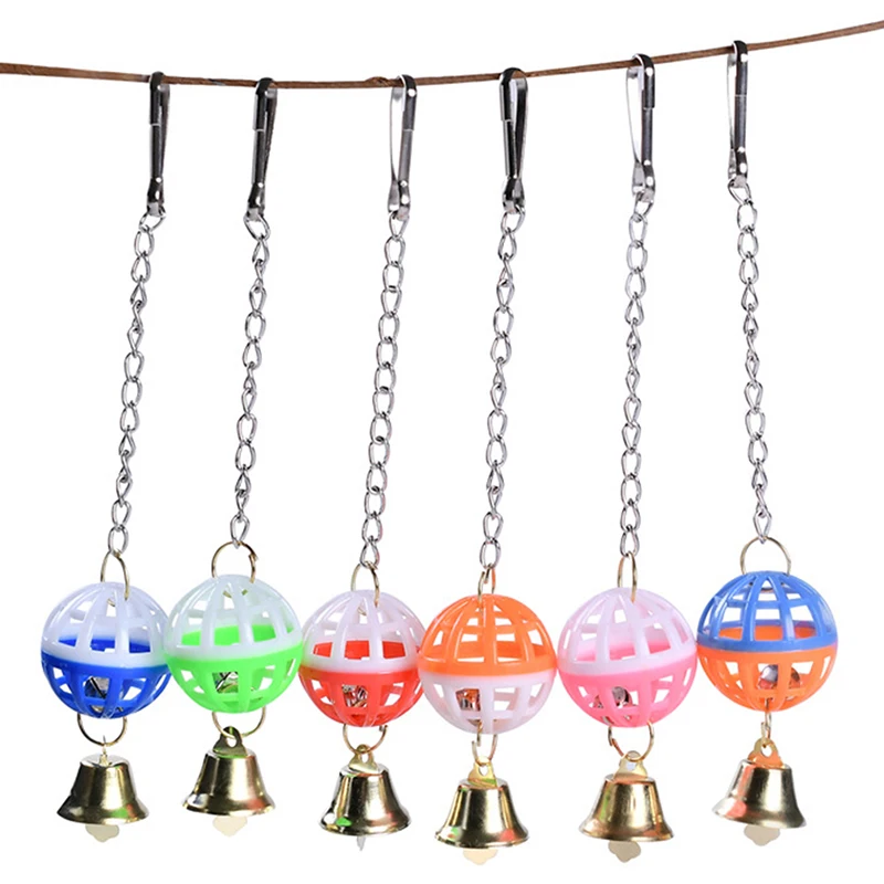 Pet Parrot Bird Cockatiel Bell Swing Ball Hanging Cage Toy Pet Supplies