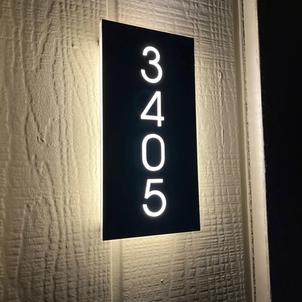 Imagem -03 - Grande Led Metal Alumínio Placa Casa Números Sinal Luz Personalizada Home Wall Outdoor Decor Placa Iluminada Luz Frontal 3d Tamanho