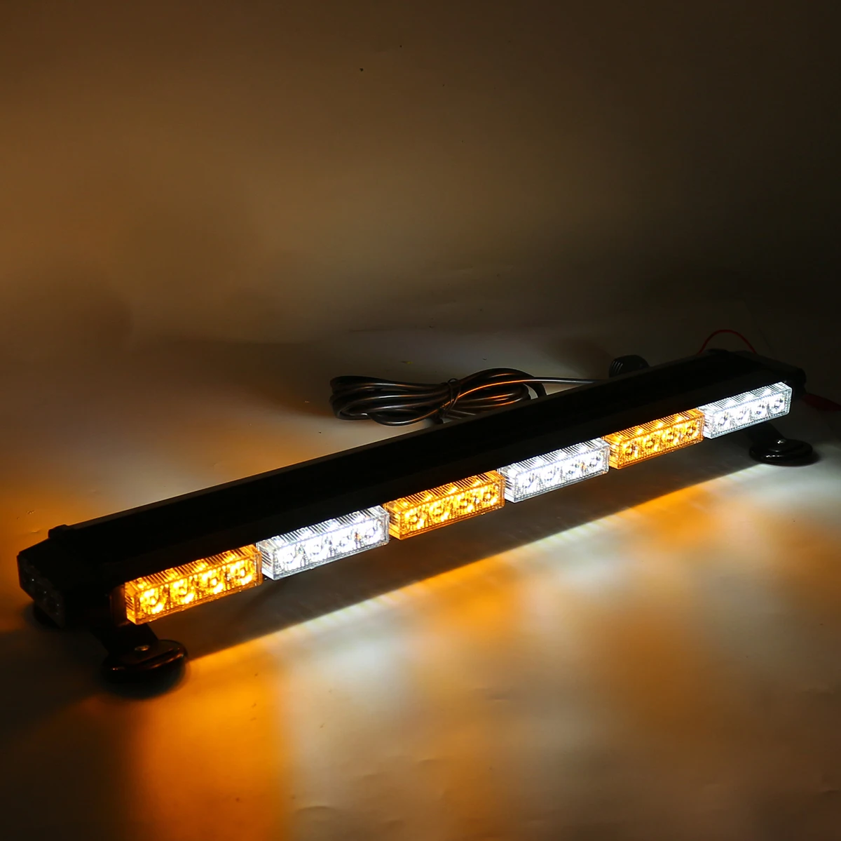 28 Zoll 54 LED Weiß & Bernstein LED Stroboskop-Lichtleiste Blinkende Warnleuchte für Dach Notfall-Warnlampen 7 Blitzmodi Auto LKW