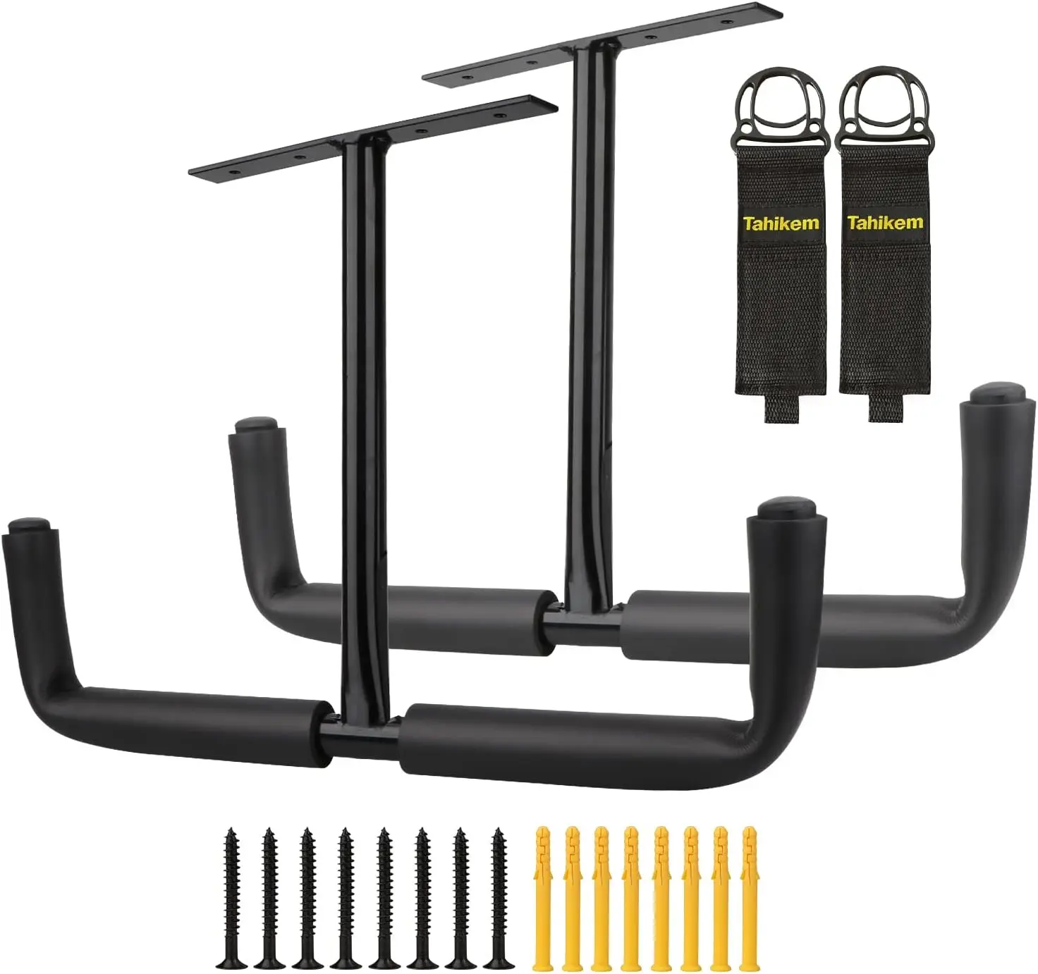 

2-Pack Heavy-Duty Overhead Garage Storage Racks with Double Hooks for Lumber, Ladders & Bulky Items