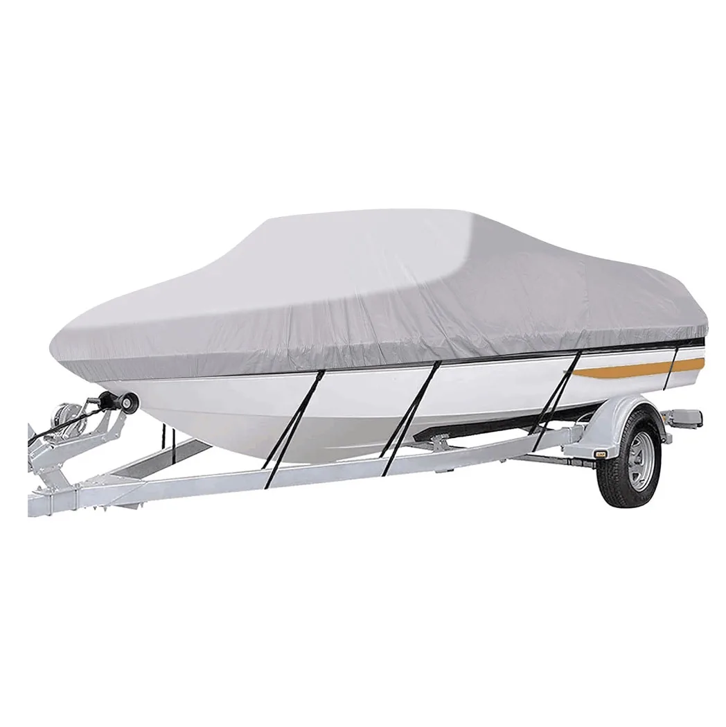 

HOTO Universal 600D Marine Grade Polyester Canvas Trailerable 1200D Jumbo Boat Cover Waterproof Durable and UV Proof Boat Cover