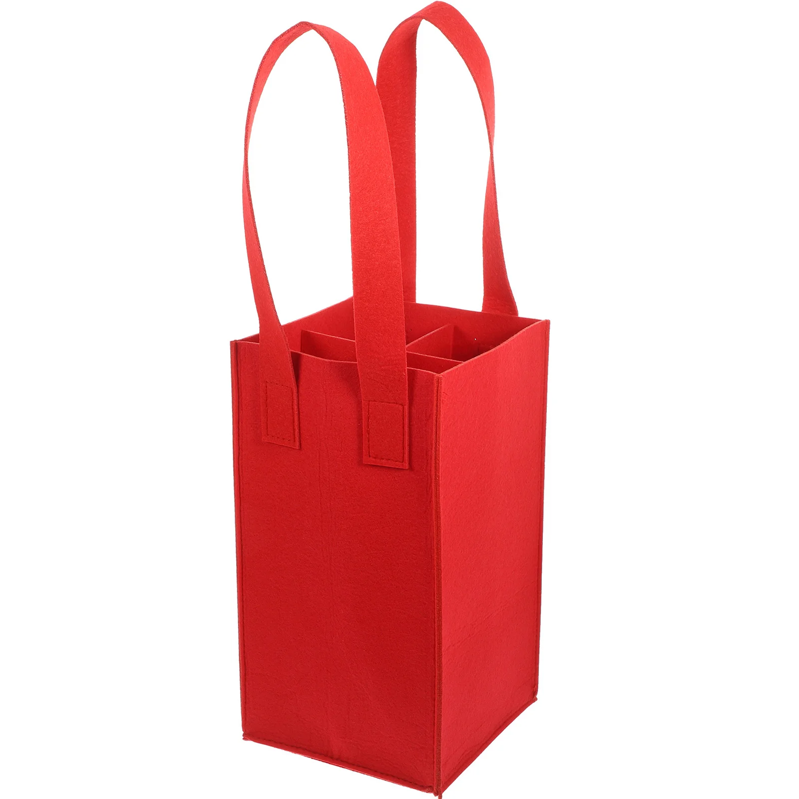 Gift Tote Bag Felt Storage Handbag Bottle Carrier Portable Pouch with Divider Red Boxes