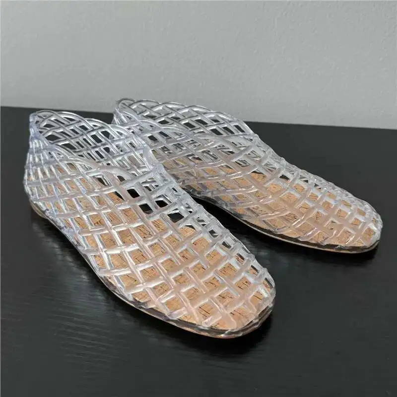

Women's Jelly Flat Transparent Crystal Beach Sandals Ladies Soft Sole Non-slip Beach Shoes Adult Girls Hollow Out Flat Shoes