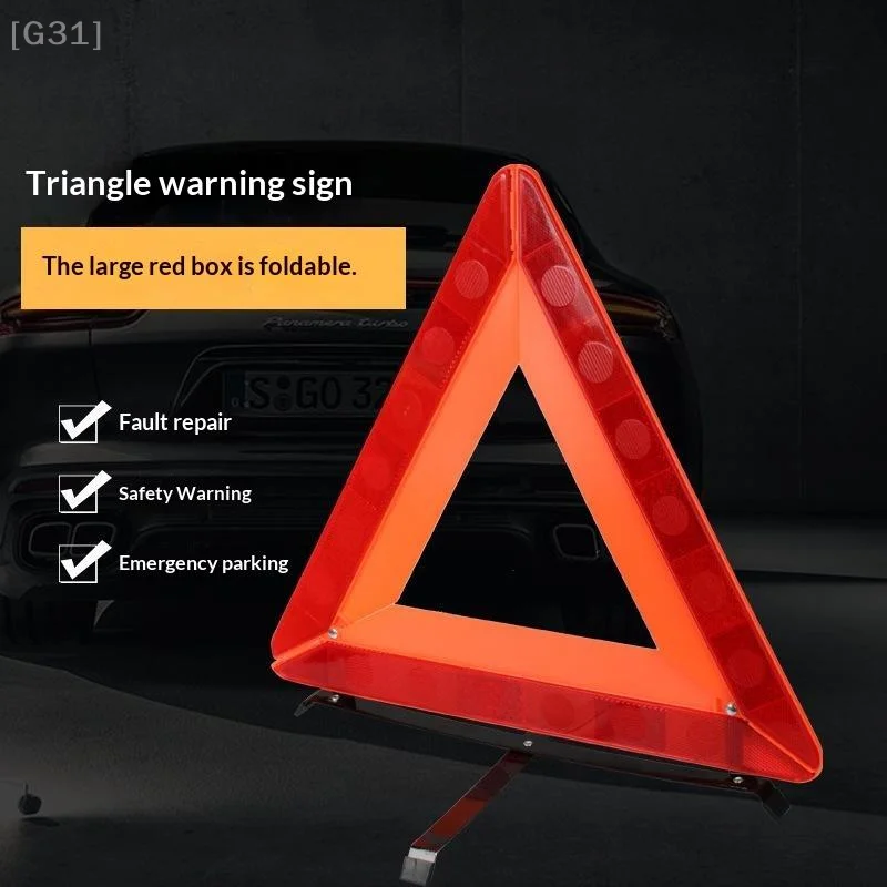 Car Triangle Red Reflective Tripod Foldable Frame Road Safety Hazard Stop Sign Car Accessories For Auto Emergency Breakdown【G31】
