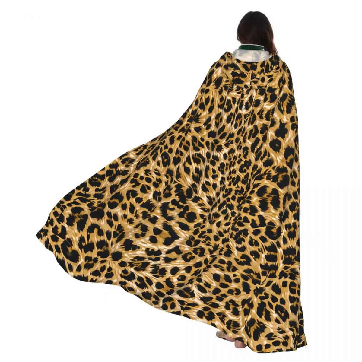 

Skin Pattern Of A Wild Savannah Animal Powerful Panther Big Cat Hooded Cloak Coat Cosplay Vampire Devil Wizard Cape Gown Party