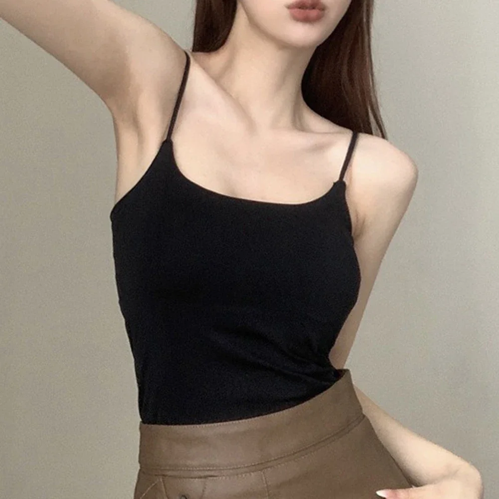 

Women's Solid Color High Elastic Breathable Vest - With Chest Pad & Suspenders For Daily & Sports