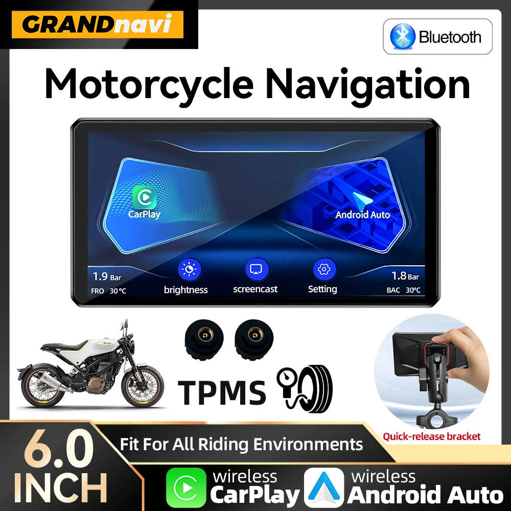 

6-дюймовый беспроводной CarPlay Moto портативный цифровой мотоцикл приборная панель IP67 GPS навигационный экран Android авто монитор