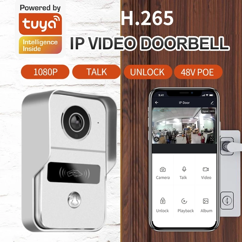 Sistema de timbre inteligente con WIFI, intercomunicador con vídeo para entrada de teléfono, protección de seguridad para casa, apartamento y VIlla,