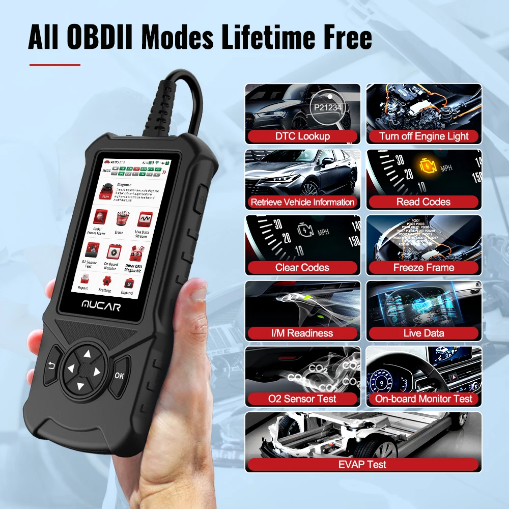 MUCAR CDE900 Auto OBD2 Scanner Car Diagnostic Tool With ABS SRS TCM Engine System Lifetime Free Upgrade Clean Error Code Reader