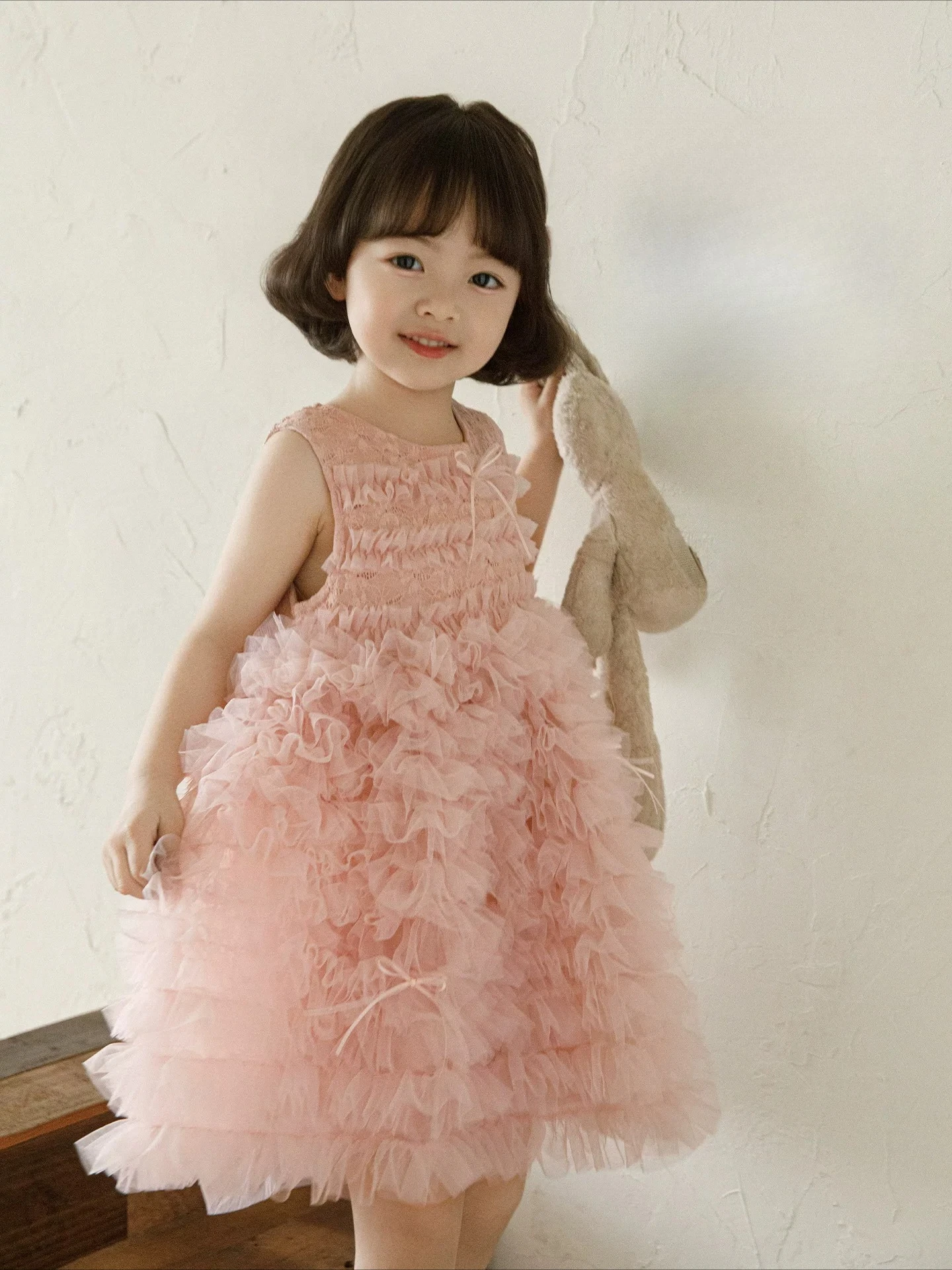 

Kids Girls Summer New Sleeveless Vest Dress Pink Sweet Fluffy Tulle Skirt Cool Breathable Cute Princess Dress
