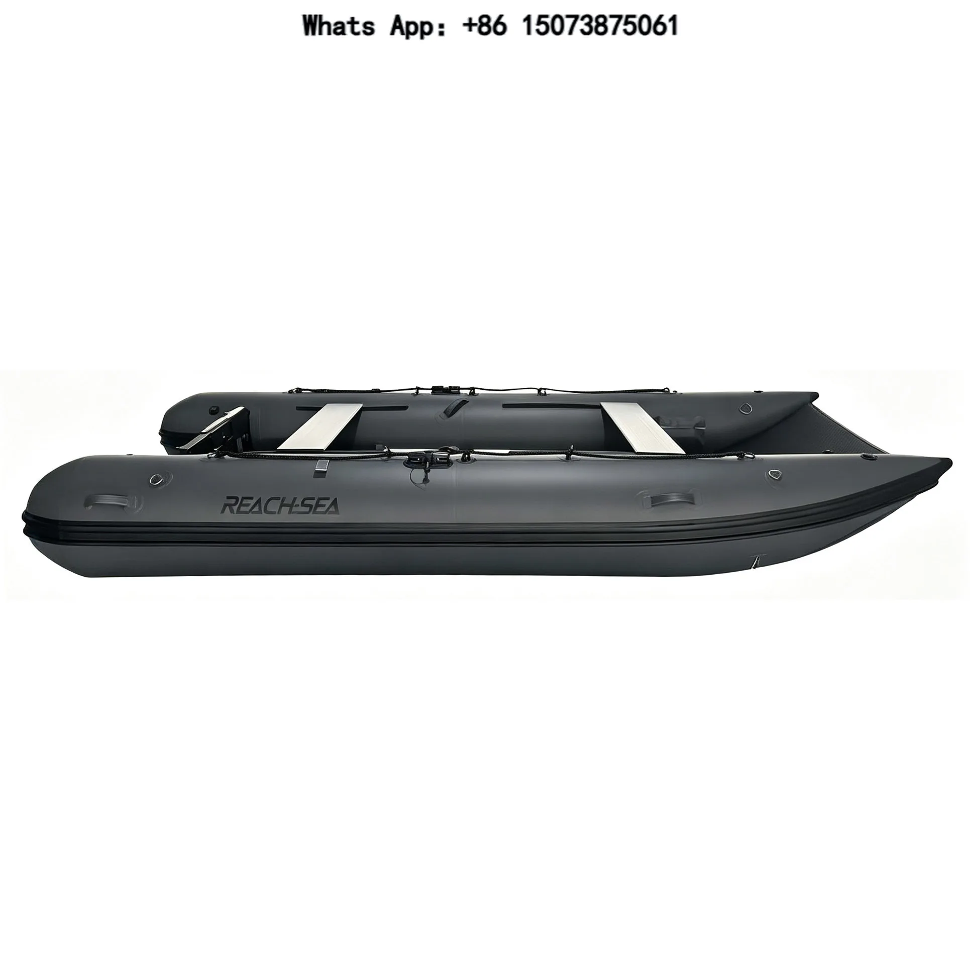 CAT360 Middle Gray 360cm Non-slip Floor PVC Catamaran Boat with Aluminum Transom and Canopy