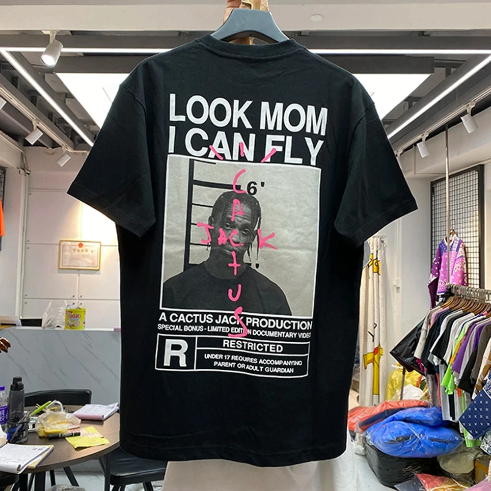 

2024 LOOK MOM I CAN FLY T Shirt Men Women Cactus Jack 100% Cotton O-Neck T-Shirt Summer Streetwear ASTROWORLD Hip Hop Tee 72487
