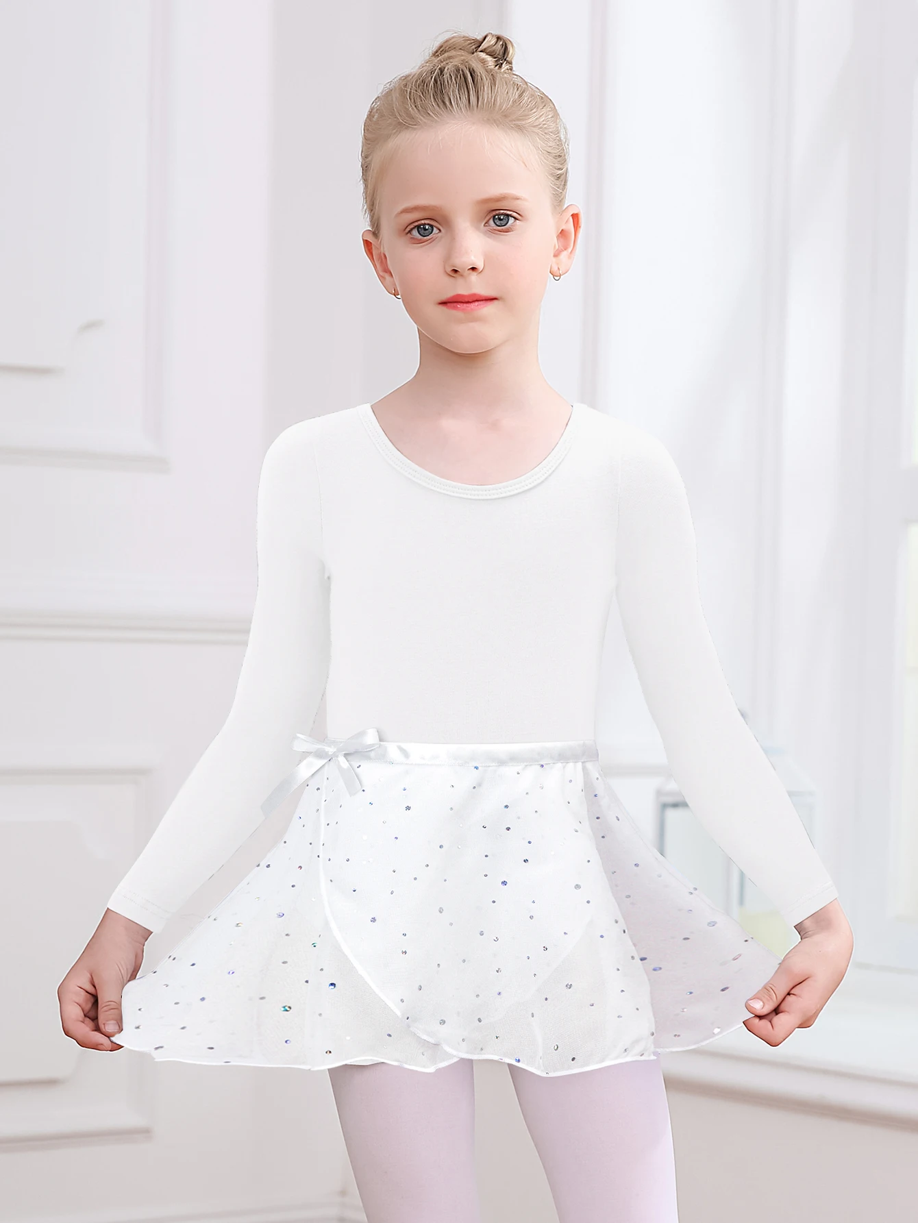 Mädchen Langarm Ballett Trikot Kind Tanz Tutu Kleid Herz Zurück Gymnastik Dancewear mit Gebunden Rock Outfit Set Bühne Kostüm – Detail 39