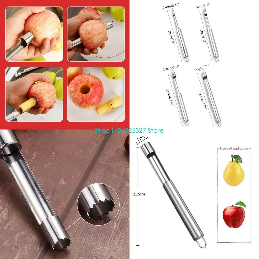 D8KF 4x Stainless Steel Fruit Corer Kitchen Fruit Remover Tool Pear Remover
