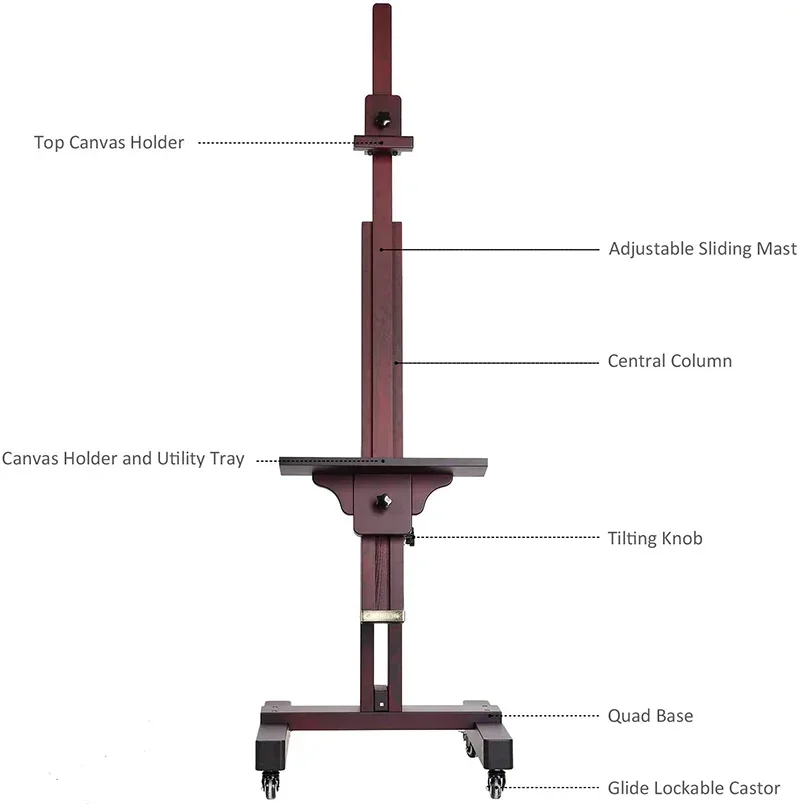 Hot MEEDEN Extra Large Studio Easel, Professional Artist Easel, Heavy Duty Floor Easel Rosewood Finished Holds Max 71''