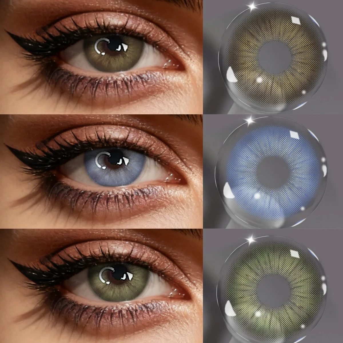 VISUASHOW 1 Paar Glacier Beauty Kontaktlinsen, Natürliche Blau-Hazel Farbige Weiche Linsen mit Kleiner Pupille, 6-Monats-Tragezeit für Augen-Make-up & Alltag
