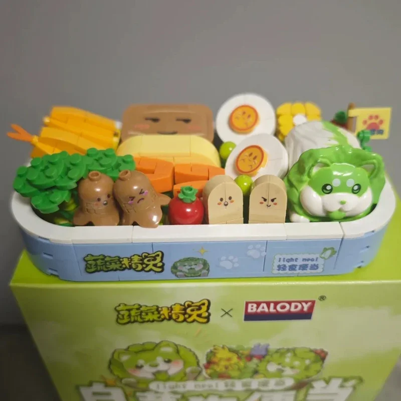 Balody 21105 Cabbage Dog Light Meal Food Bento Egg Sausage Shrimp Corn Model Mini Blocks Bricks Building Toy For Children No Box