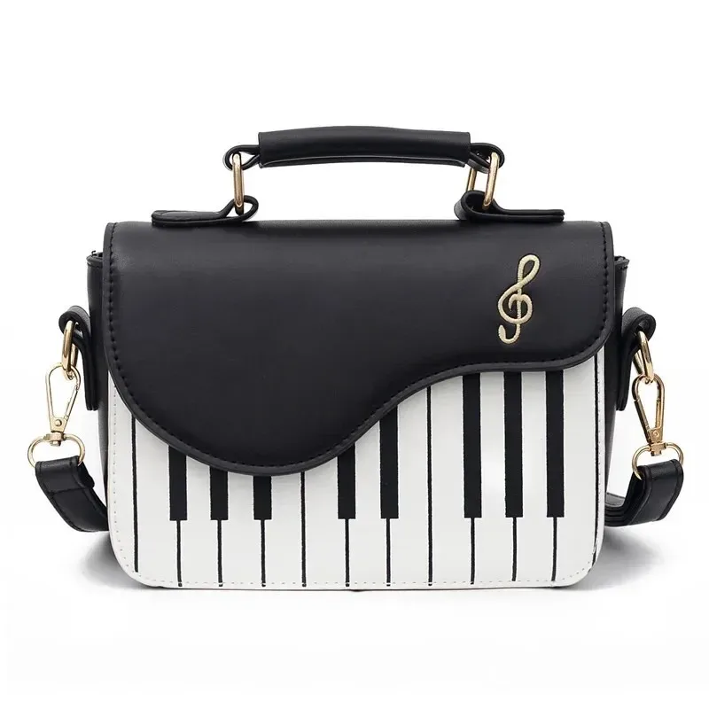 

Fashion color contrast embroidery small square bag girl sweet personality piano notes small satchel handbag handbag for women