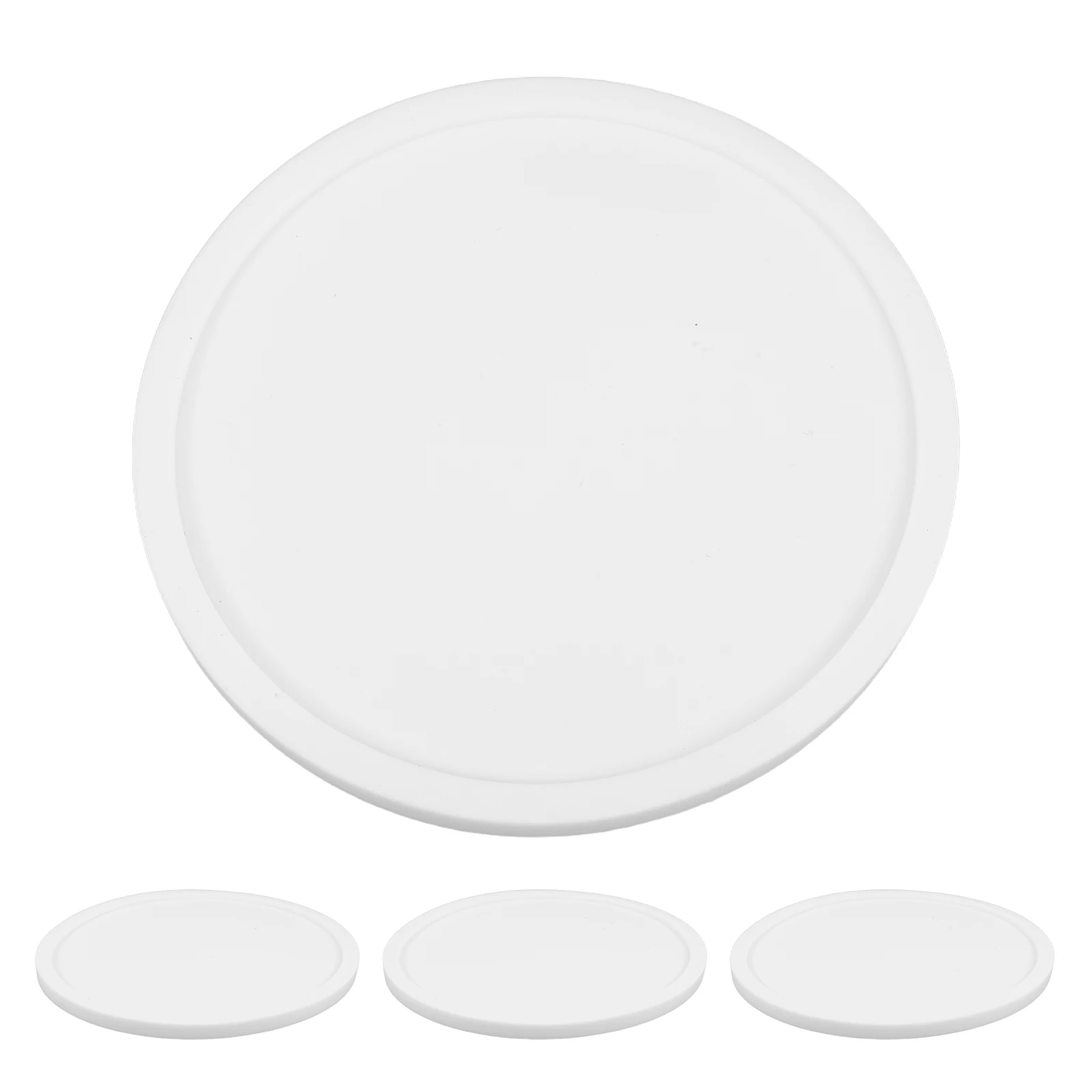 

4Pcs Round Silicone Coasters Thickened White Nonslip Drink Cup Mats Heat Insulation Table Drink Coasters Cup Pad