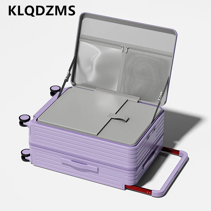 กระเป๋าเดินทาง KLQDZMS ABS+PC รุ่นใหม่ ขนาด 20 นิ้ว กระเป๋าขึ้นเครื่อง 24 นิ้ว 26 นิ้ว กระเป๋าเดินทางแบบมีล้ออเนกประสงค์ ช่องเสียบ USB สำหรับชาร์จ กระเป๋าเดินทางขึ้นเครื่องสำหรับผู้หญิง