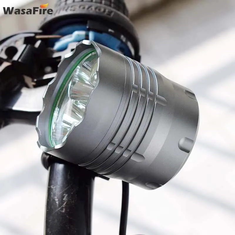 Wasafire-led自転車ヘッドライト5xt6,7000ルーメン,18650バッテリーと充電器付き