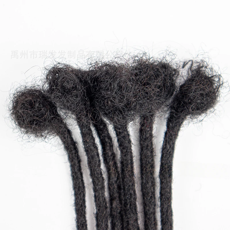 100% Human Hair 0.6cm Afro Kinky Locs With Curly Ends Extensions 8-12 Inch Handmade locks Extension Can be Dyed For Men/Women