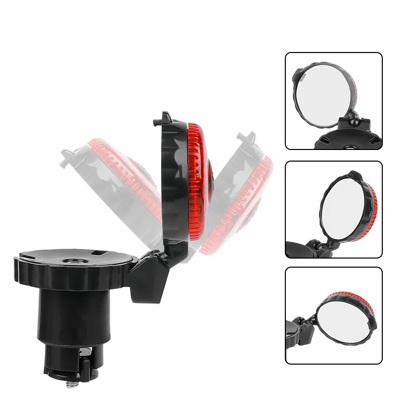 1/2pcs Bicycle Rearview Mirror Adjustable Rotate Cycling Handlebar Led Warning Light Rear View Mirrors Bike Accessories