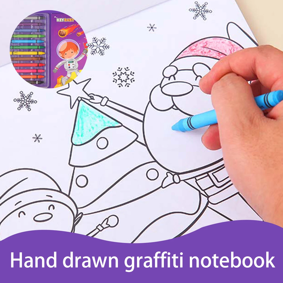 

Children's Coloring Book Set Crayons - Portable Educational Drawing Kit, 4 themes (Halloween/Christmas/Nature/Space)