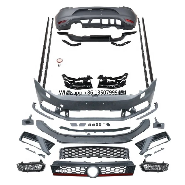 

For Volkswagen Polo 2010-2018 Upgrade Front & Rear Bumper Kit PP Plastic Body with New Clip Fasteners for MK5 GTI
