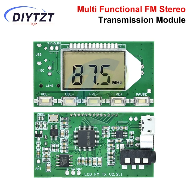 Módulo transmisor FM transmisor Digital estéreo FM micrófono inalámbrico placa de micrófono 3V-5V módulo FM 87.0MHz-108.0MHz