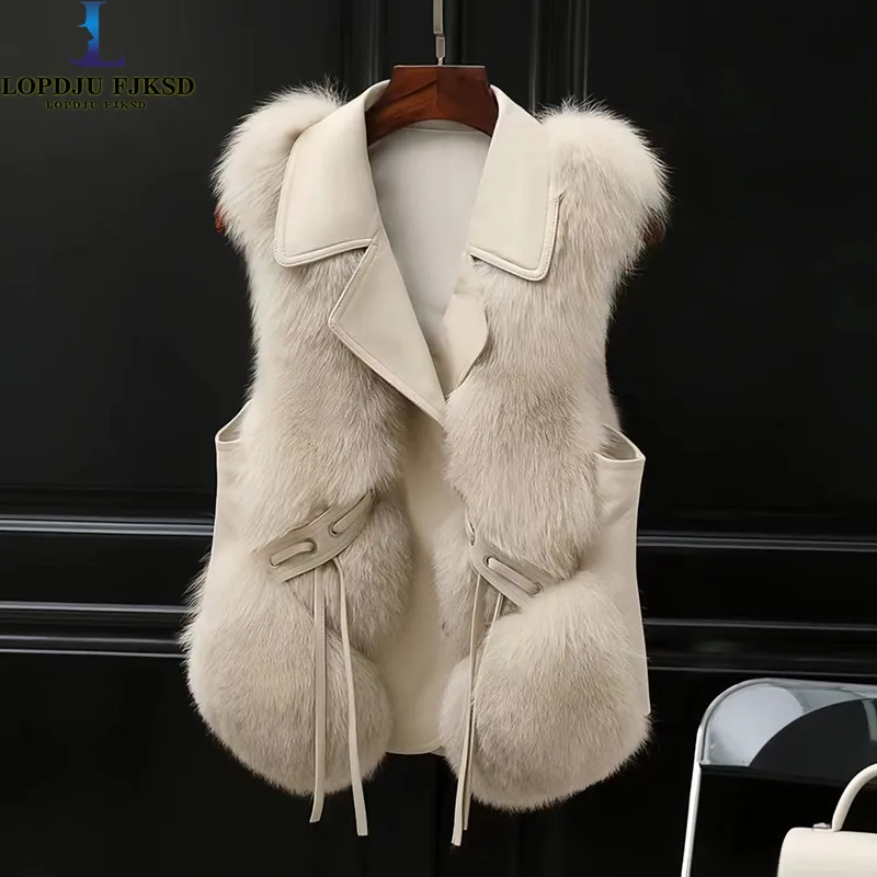 

Faux Fur Waistcoat for Womens, Chic Splice Fox Coat Ladies Sleeveless Fur Vest Jacket, Slim Faux Fox Fur Outwear Vests, New