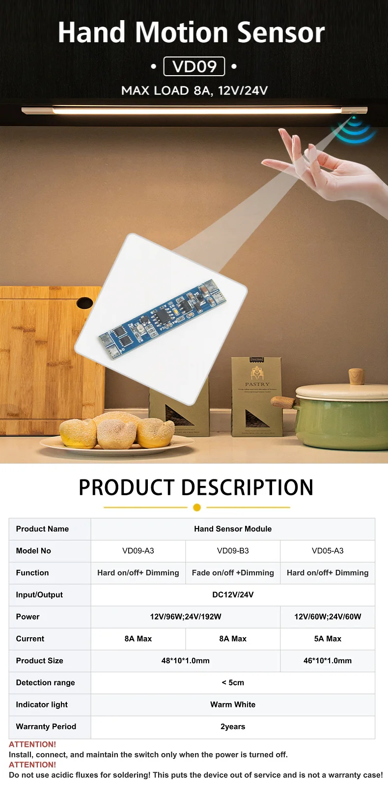 Penetrate IC Infrarot-Sensor 12V 24V IR Handwellen-Sensor-Schalter Handbewegungs-Näherungssensoren für Küchenzubehör – Detail 2