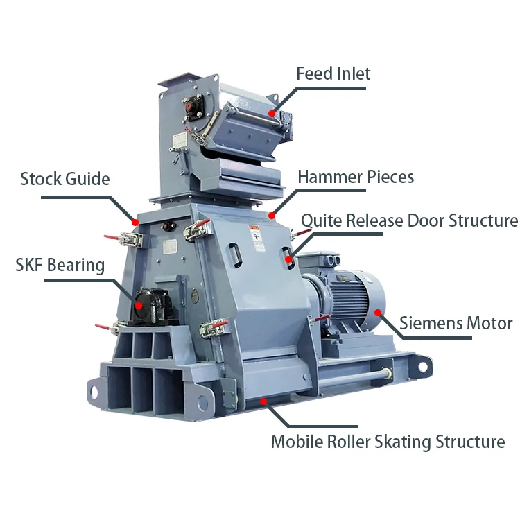 Small Mobile Water Drop Hammer Mill Crusher for Animal Feed Processing for Corn and Float Bean Crushing for Feed Industry