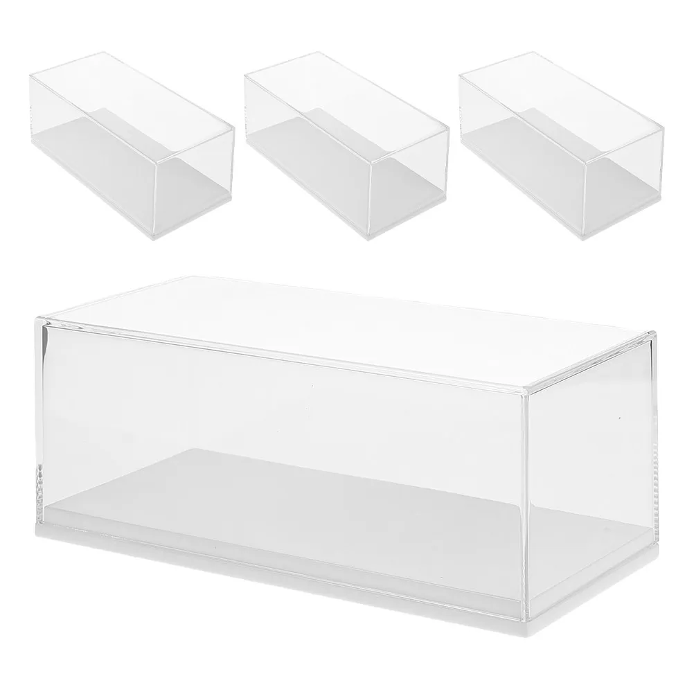 4Pcs Car Display Box 1:64 Scale Transparent Plastic Cover Protective Scratch Resistant Storage Case Clear Small Miniature Car
