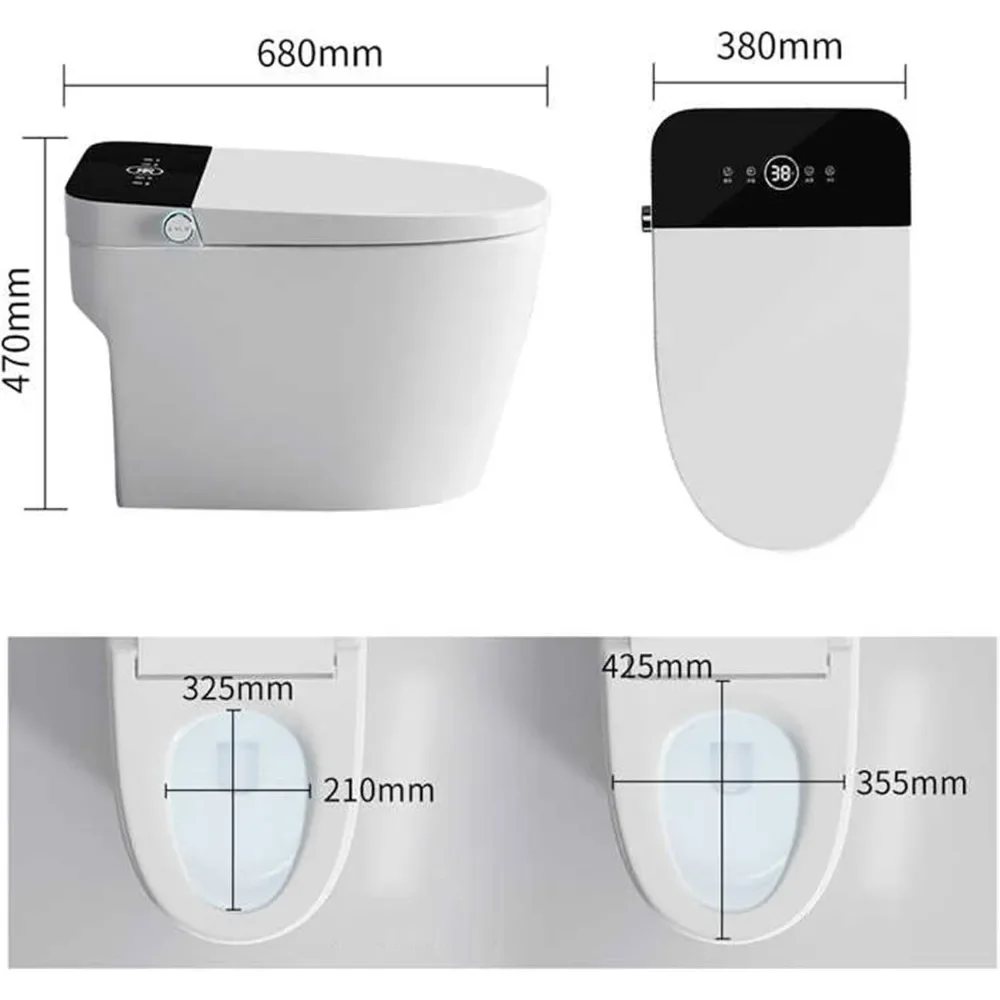 Smart Toilet,  bidet Auto Open/Close Lid, with Bidet Built In, Auto Dual Flush, heated toilet seat, Foot Kick, Toilet Smart