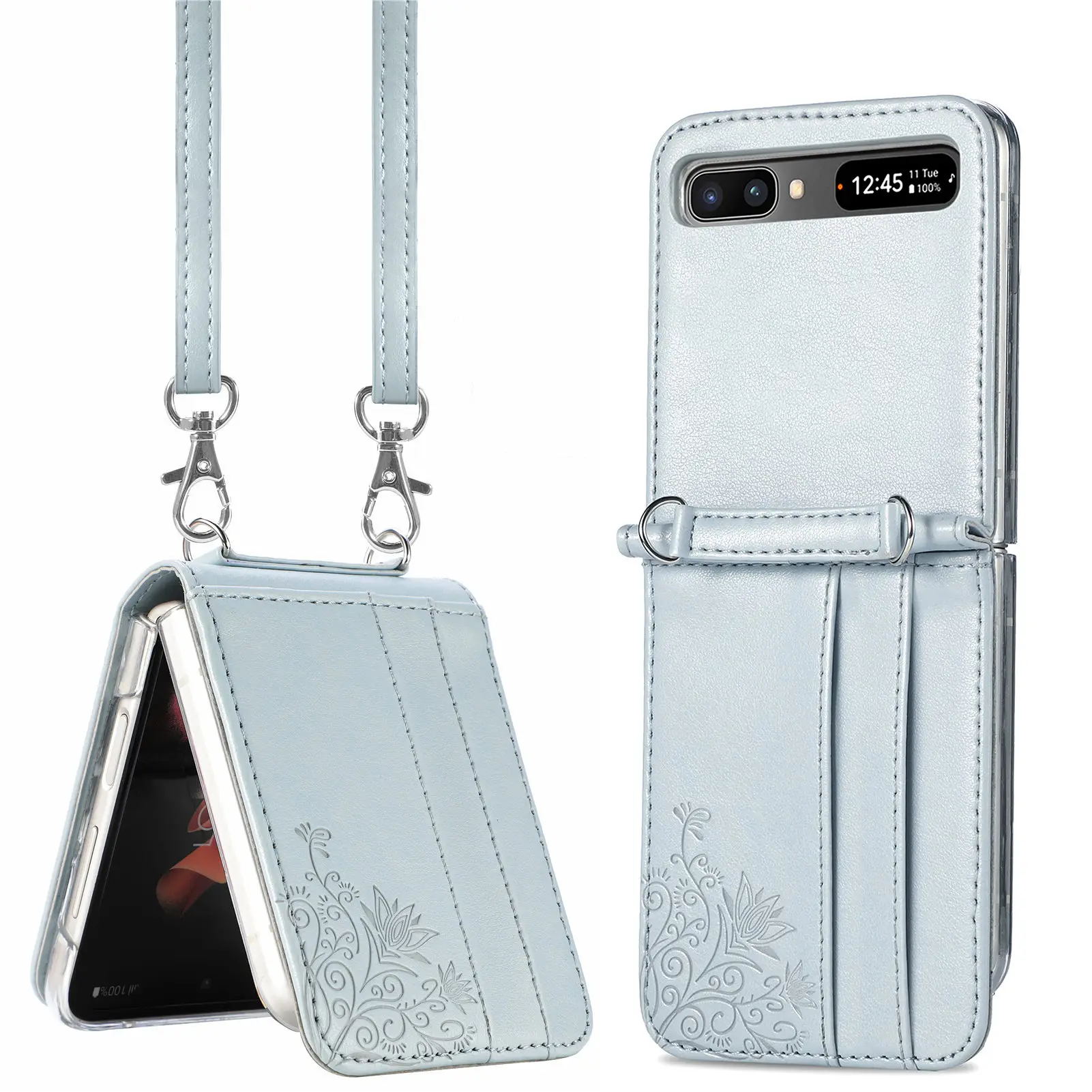 Fashion Card Holder Flip Wallet Case for Samsung Galaxy Z Flip 3 5 Flip5 Flip4 Flip 4 5G Flip3 Drop Protection Phone Bag Cover