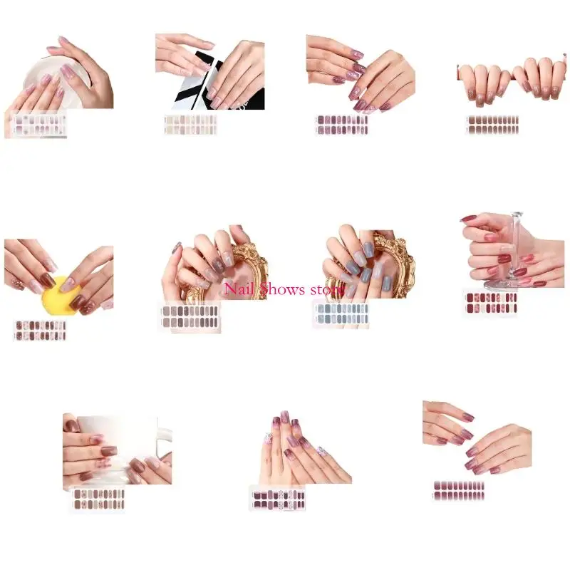 

E0BC LANGINAL GEL GEL TRIPS Полуфины полные обертки для женских ногтей DIY Art