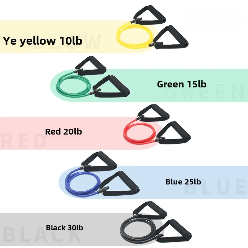 Bandas de resistencia con asas para ejercicio, equipo de entrenamiento de fuerza para hombres y mujeres en casa, banda de tubo de 5 niveles, cuerda de tracción