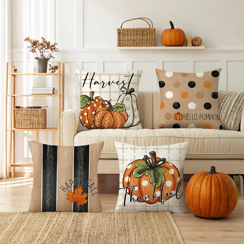 

Fall Outdoor Pillows 45x45cm Set of 4 Thanksgiving Decoration for Autumn Home Sweet Home Thankful Grateful Blessed Pumpkin Decor