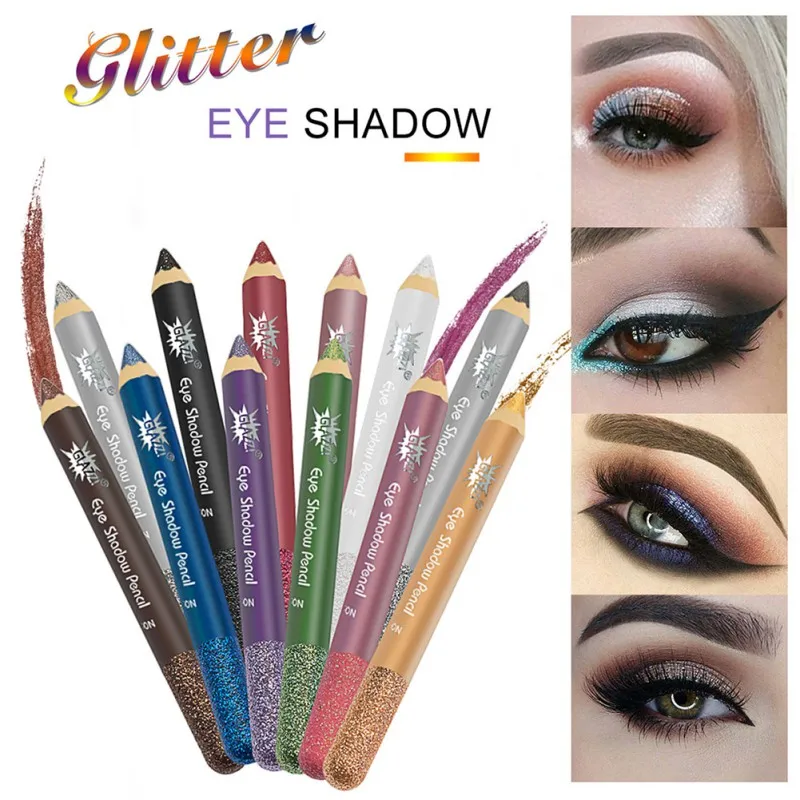 12 Colors Set Glitter Eyeliner Eyeshadow Pencil Metallic Colors Natural Long Lasting Makeup Shimmer Metallic Maquiagem Creamy