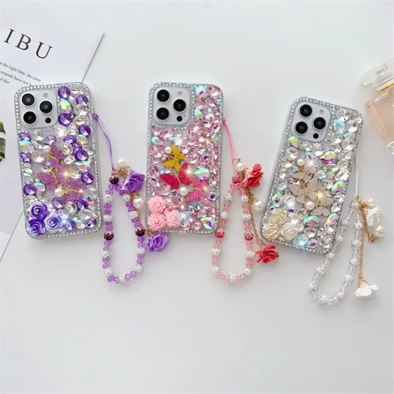 Luxury Bling Butterfly Rhinestone Case for Xiaomi 13 14 POCO X3 X4 X5 F4 F5 PRO M4 M5 M6