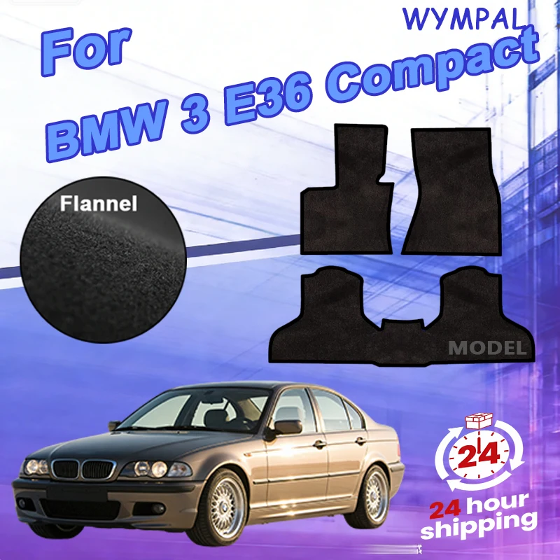 Nylon Velour rugs set for BMW 3 E36 Compact Coupe Sedan station wagon touring (1991-2000) -Black