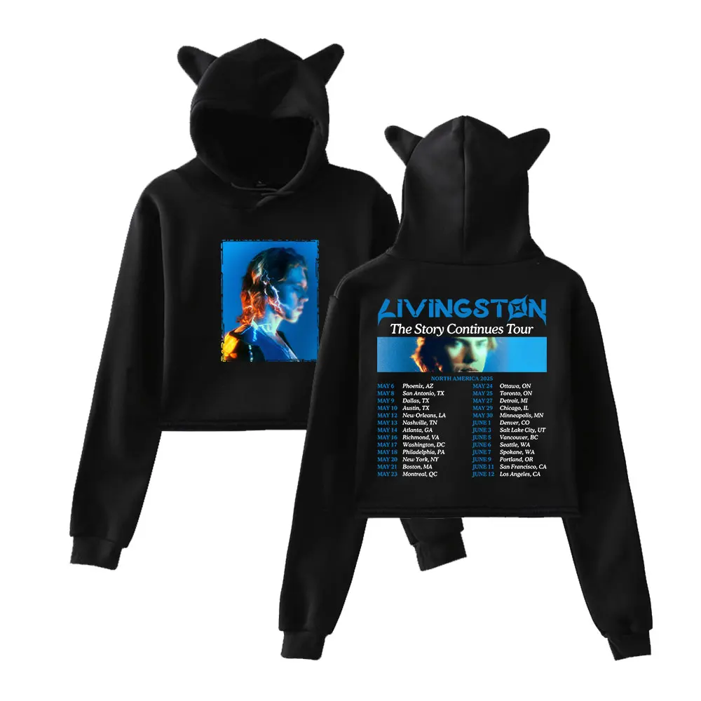 Livingston The Story Continues Tour Merch Pullover Female Cat Ears Hoodie Long Sleeve Top Women's Clothes