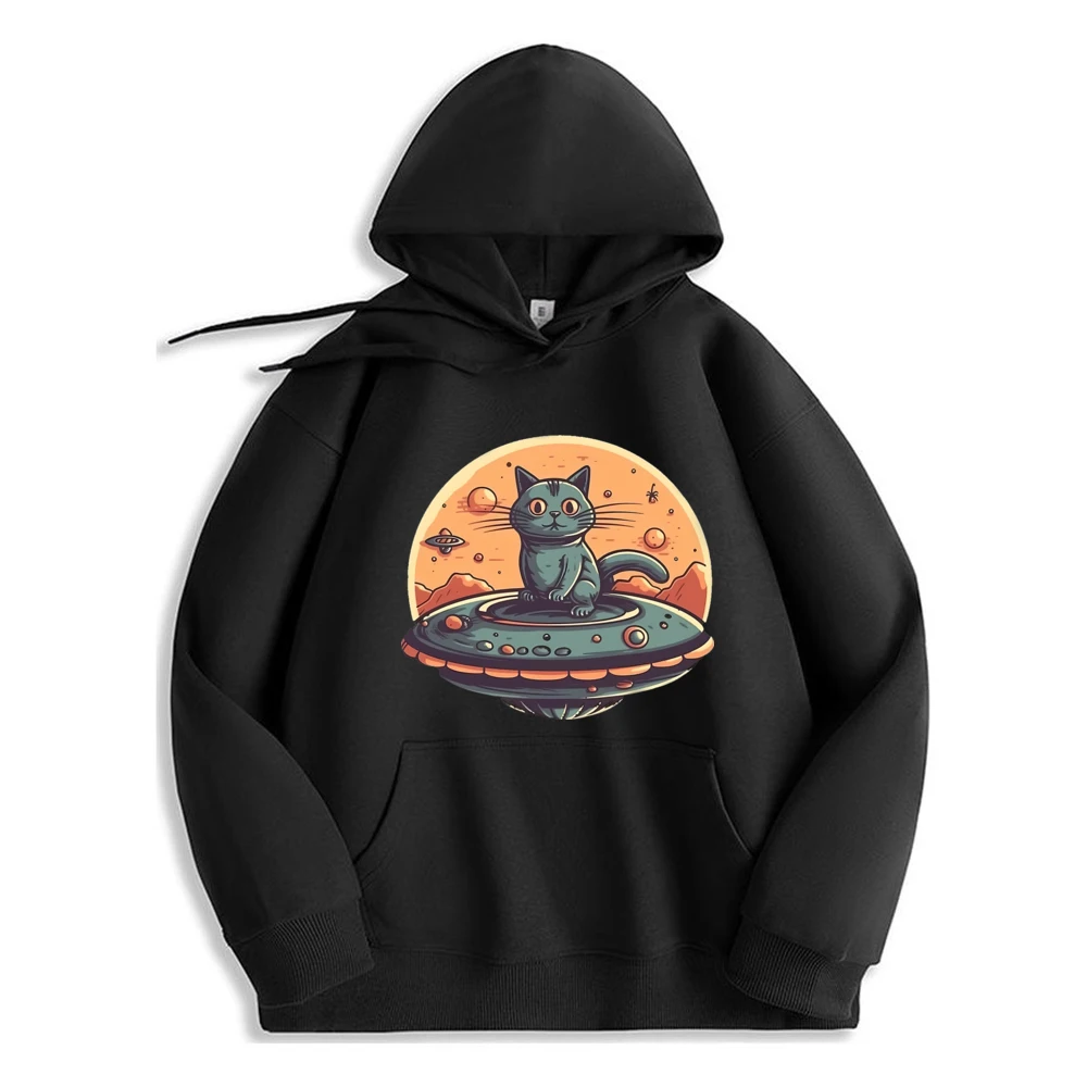 

Cat Ufo Graphic Hoodie Casual Polyester Fiber Tops Loose Long Sleeve Sweatshirt For Men Luxury Design​​