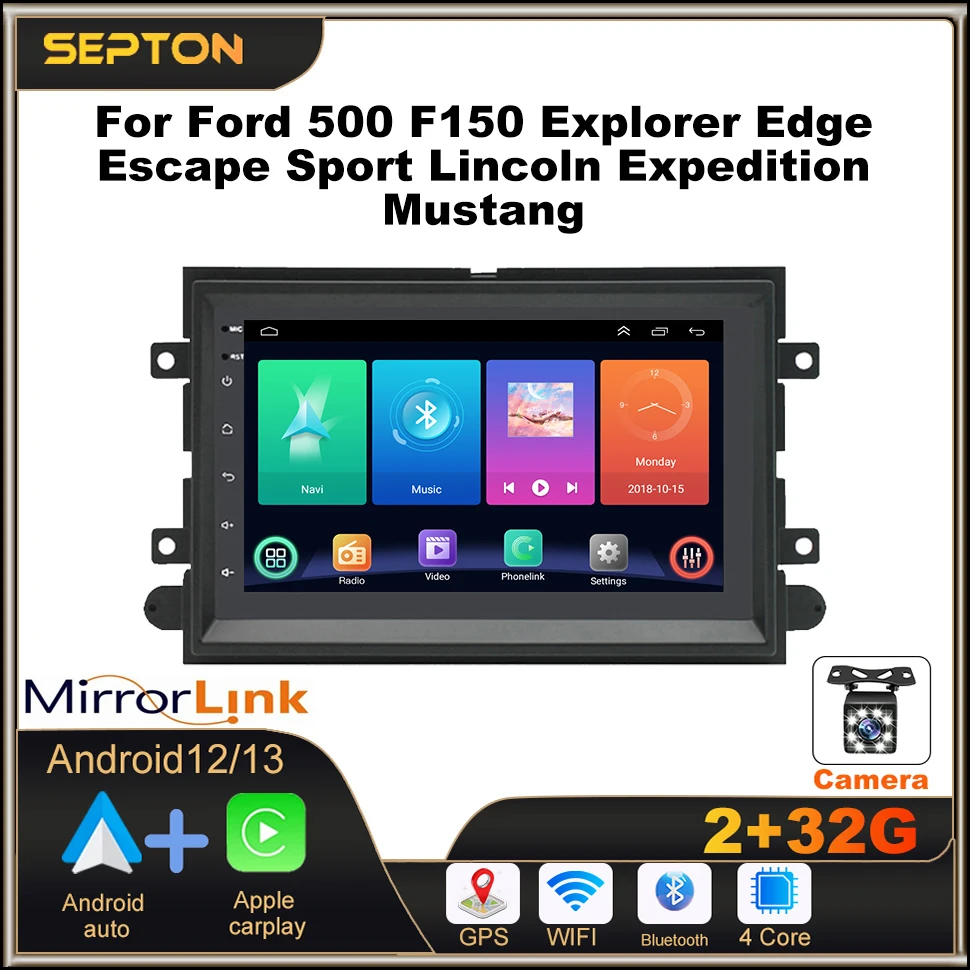 

SEPTON Android 12 CarPlay Car Radio for Ford 500 F150 Explorer Edge Escape Sport Lincoln Expedition Mustang Player GPS Wifi