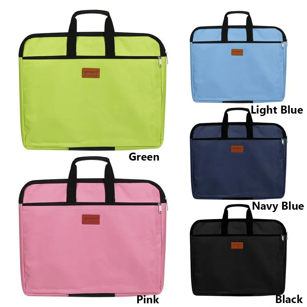 File Folder Holder With Handle Zipper Waterproof Canvas Handbag Big Capacity Durable Double Layers Book A4 Document Bag