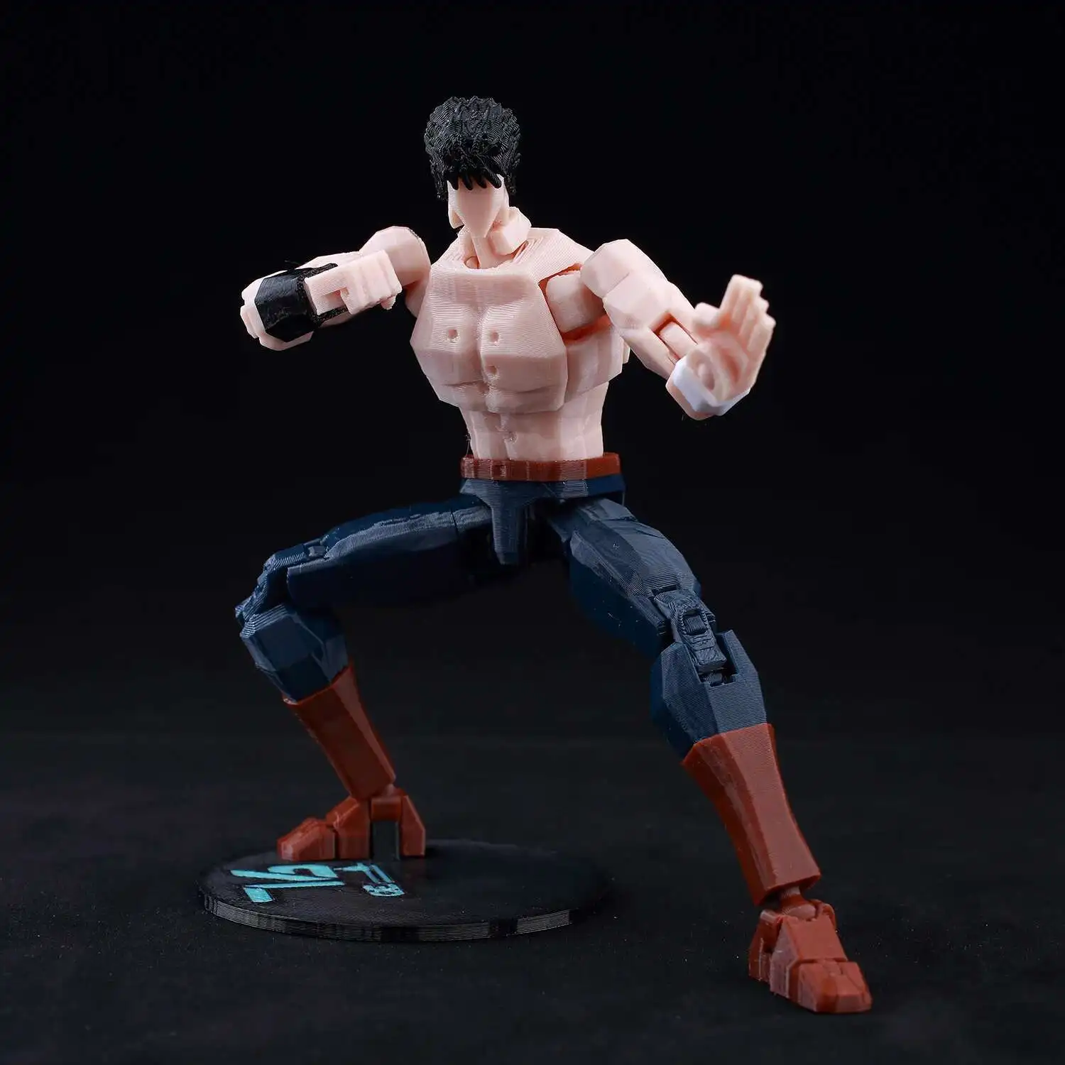9L3D Printed Lucky Dummy 13 Shirtless Kenshiro Action Figure,Multi-Jointed Poseable Anime Model,Fist of the North Star