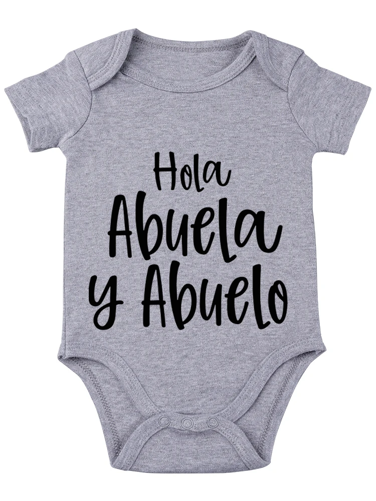 Hola Abuela y Abuelo -Baby Bodysuit Funny Baby onesie Cute Infant Romper Clothing for Newborn Boys Girls