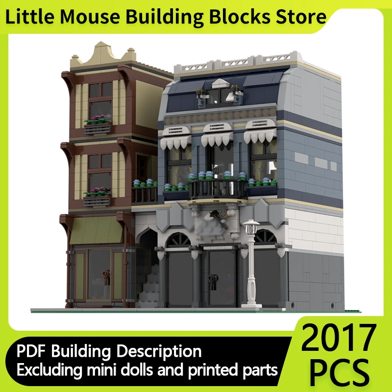 

Модель City Street View MOC, строительные кирпичи, спортивный магазин на открытом воздухе, модульные технологии, подарки, праздник, сборка, детские игрушки, костюм