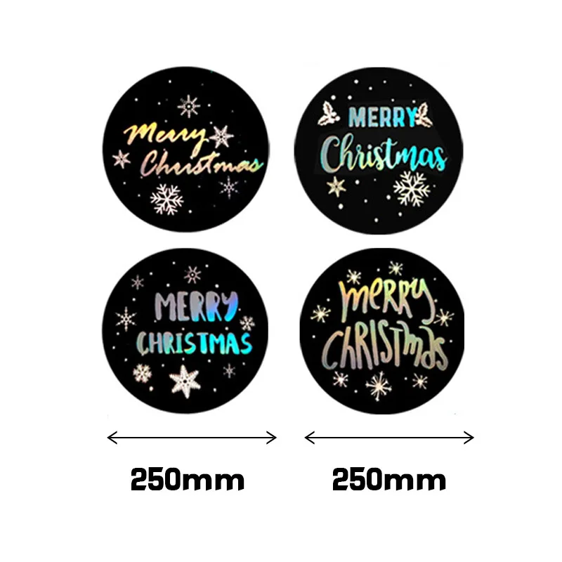 50-500Pcs Merry Christmas Stickers Seal Labels Gold Silver 1 Inch Round Stickers For Handmade Sticker Card Box Package Labels